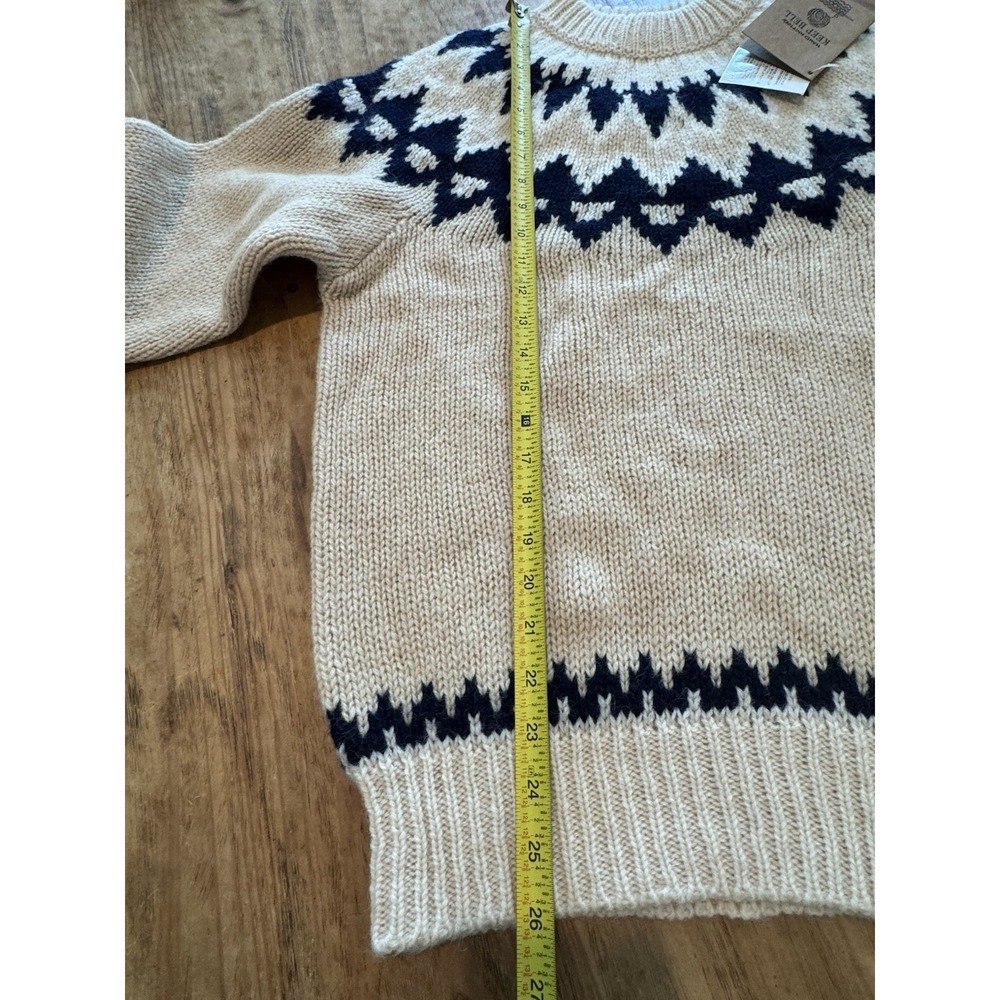 NWT Keep Bell Wool Hand Knit Cream Black Fisherman Sweater Fair Isle Nordic Sz M - Picture 9 of 13